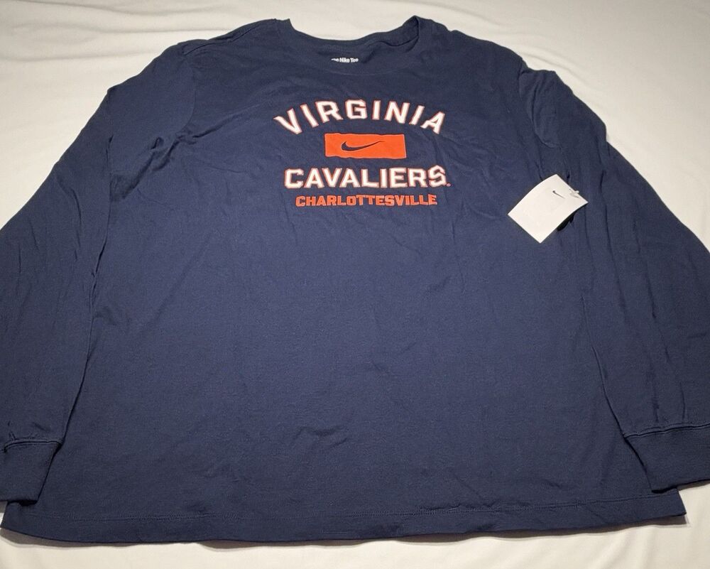 Virginia Cavaliers Nike Nike Tee Long Sleeve Shirt Cotton Men's XXL Navy NWT New